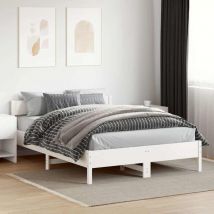 Double bed,Adult bed,Bed Frame without Mattress White 140x200 cm Solid Wood Pine VSVS638198