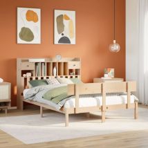 Double bed,Adult bed,Bookcase Bed without Mattress 140x190 cm Solid Wood Pine VSVS140680