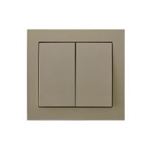 Double Big Button Indoor Light Switch Click Wall Plate Beige