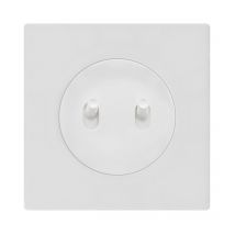 Double bouton poussoir blanc avec manette blanc glossy dom et plaque simple blanc – Contrôle moderne et esthétique épurée Fontini