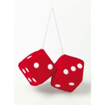 Double des en peluche a suspendre - Rouge - 9x9cm