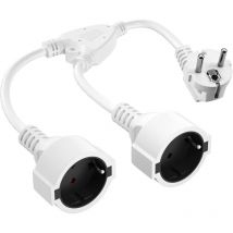 Double fiche pour Prise, rallonge Courte avec 2 Prises, Adaptateur de Prise 2 Prises, 16 A / 250 V, Prise Multiple IP20 pour la Maison, Le Bureau, la