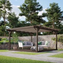 Rutland County Garden Furniture Ltd - Double Garden Pergola and Decking Kit - Wood - L300 x W300 cm - Rustic Brown