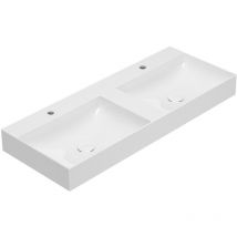 Ceramica Globo - Double lavabo en céramique 120x47 cm Globo t-edge B6R120BI Blanc - Céramique