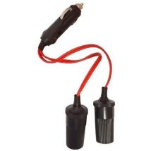 Htc Equipement - Double Prise Allume-cigare 12/24v Avec Led 10a Et Cable Rouge 20cm