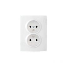 Double Prise Complète avec Protection Encastrable logi Blanc