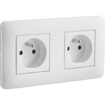 Casual double prise de courant 2P+T precablee blanc - 742765 - Debflex