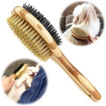 Double Sided Dog/Cat Brush, Dog Grooming Comb for Massage and Shedding, Soft Bristles, Ideal for Short, Medium and Long Haired Pets