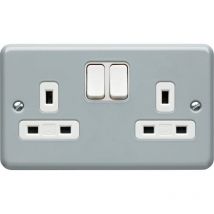 Electric Double Socket, Metalclad, 13A - MK
