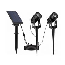 Lumisky - Doubles spots solaires reliés roundy Noir Aluminium 200LM