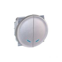 Interrupteur combiné double va et vient lumineux - comete Couleur Silver