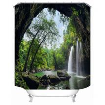 Doublure de rideau de douche,polyester impression numérique 3D,12 crochets,s'adapte à différentes tringles w 150cmxH 180cm
