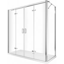 Giorgy - Douche angulaire avec ouverture vers l'intérieur pliante et paroi fixe latérale réversible - 87,5 - 90 Fixe x Porte 128,5 - 132