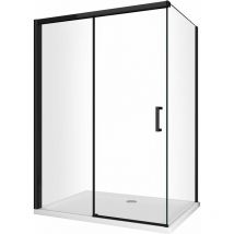 Giorgy - Douche d'angle avec paroi latérale fixe et porte frontale avec fermeture douce amortie h 200 8 mm cadre noir mat Cm 80 (78-80) x 160