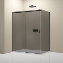 Bernstein - Paroi de douche d'angle Noire mat Verre fumé Cabine de douche intégrale étanche Parre douche porte coulissante - Toutes tailles dispo