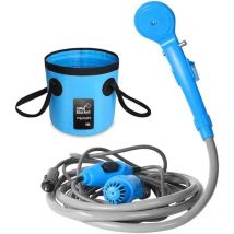 Tigrezy - Douche de Camping Portable, Douches de Randonnée avec Pompe Immergée, Batterie-li 2200mAh Rechargeable, Deux Têtes de Douche de Rechange et