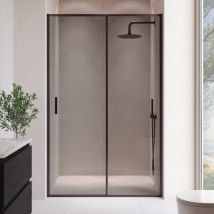 Badplaats - Douche murale Calgary 100 x 190 cm - Verre de sécurité Teinté 6 mm - Avec porte coulissante - Douche à l'italienne - Noir