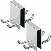 Douche Sans Perçage en Acier Inoxydable, Lot de 2 Crochets à Serviettes avec Protection Éponge pour Épaisseur de Verre de 11 à 12mm Argent