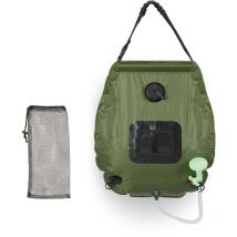 Relaxdays - Douche solaire 20 litres, camping, randonnée, à suspendre, pliable, avec douchette, extérieur, mobile, vert