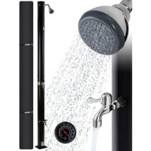 Arebos - douche solaire 20 litres 221cm avec thermomètre intégré pommeau de douche rond avec douche de pied Douche de jardin avec raccord pour tuyau