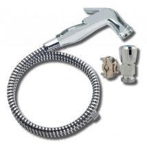 Valentin - Kit douchette à gâchette wc ou bac à shampoing, 1 jet, flexible 1,25 m, support mural, chromé