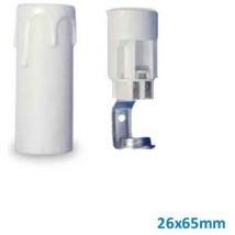 Douille + cache bougie E14 26x65mm blanc GSC 2203325
