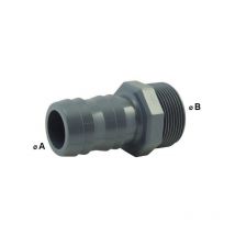 Douille cannelée mâle en pvc ø a: 50mm ø b: 1''1/2