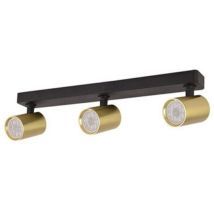 Plafonnier Orientable Pour 3 Ampoules Led Gu10 Noir Mat Et Laiton Brossé Zambelis