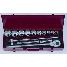 Coffret douilles et acessoires poids lourds 3/4 6 pans 22 a 50