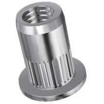 Douilles taraudées rivklé tête plate acier zingué, diamètre de perçage 9 mm, diamètre nominal M6, boîte de 100 douilles - RIVKLE