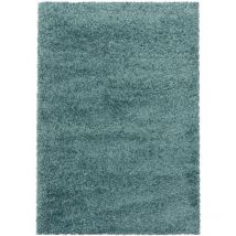 Tapis Uni Poils Longs Doux pour Salon, Chambre, Couloir (Turquoise - 140x200cm)