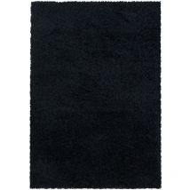 Sydney - Tapis Uni Poils Longs Doux pour Salon, Chambre, Couloir (Noir - 100x200cm)