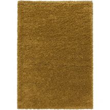 Sydney - Tapis Uni Poils Longs Doux pour Salon, Chambre, Couloir (Ocre - 60x110cm)