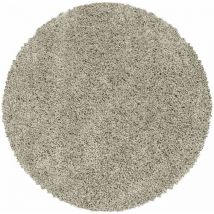 Sydney - Tapis Rond Uni Poils Longs Doux pour Salon, Chambre, Couloir (Greige - 160x160cm)