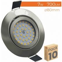 Led Atomant Sl - Downlight led Redondo 7W 700LM Acero Corte 75mm Orientable Blanco Cálido 3000K - Pack 10 Ud.