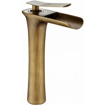 Dp Griferia - Grifo monomando de lavabo alto modelo Amaranto con salida de agua efecto cascada en color antique