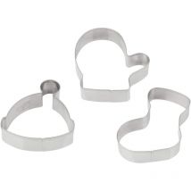 Dr.oetker - Set di 3 stampini per biscotti natalizi in acciaio inox (colore: argento)