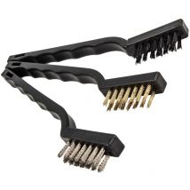 Drahtbürstensatz 3-teilig, Stahl-,Messing- und Kunststoffborsten, 175 mm - Eurotools