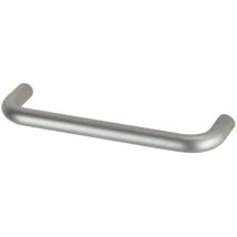 Drahtgriff mit verchromtem Stahleinsatz, L.136mm, D.8mm, T.28mm, Achsabstand 128mm, 1 Stück mit Schrauben.