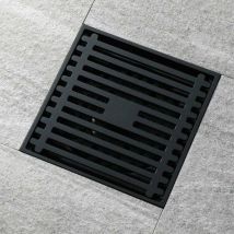 Drain de douche en laiton noir, carré, avec couvercle amovible, grille de douche, salle de bains