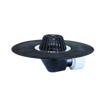 Ferrari Srl - Drain de terrasse horizontal DN75/110, tôle bitumée soudée, collecteur de feuilles en plastique, système de fixation pour imperm