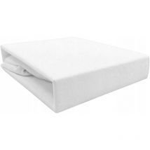 Drap coton JERSEY avec élastique 90x200, blanc