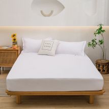 Drap de lit tout compris en coton lavé de couleur unie, protège-matelas antidérapant, housse anti-poussière, couvre-lit simple, taie d'oreiller