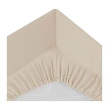 Drap Housse 1 Personne 'Percale' 90x190cm Beige Lin