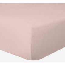 Drap-housse 100% Coton 57 Fils Rose Poudré - 140 X 190 Cm - Bonnet 30 Cm