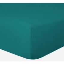 Drap-housse 100% Coton 57 Fils Vert Turquoise - 90 x 190 cm - Bonnet 30 cm