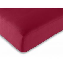 Drap housse 100% Coton/57 fils/cm² - 140 x 190 cm - Rouge