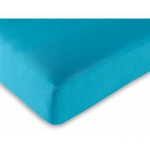 Drap housse 100% Coton/57 fils/cm² - 160 x 200 cm - Turquoise