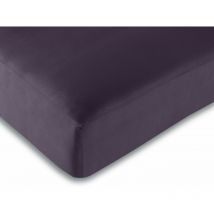 Drap housse 100% Coton/57 fils/cm² - 180 x 200 cm - Prune