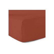 Drap-housse 100% coton 57 Fils Tomette 160 x 200 cm - Bonnet 30 cm